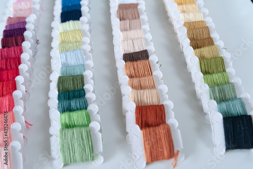Obraz na płótnie Word DIY world made of colorful bobbins, treads. Do it yourself concept. Sewing, hobby w salonie