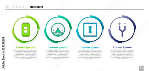 Set Electric light switch, Ampere meter, multimeter, voltmeter, Electric light switch and Electric cable. Business infographic template. Vector