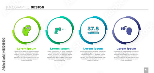 Set High human body temperature, Digital thermometer, Medical and Checking. Business infographic template. Vector