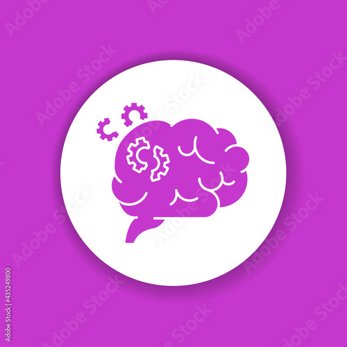 Brain disease dementia glyph color icon. Human organ concept.