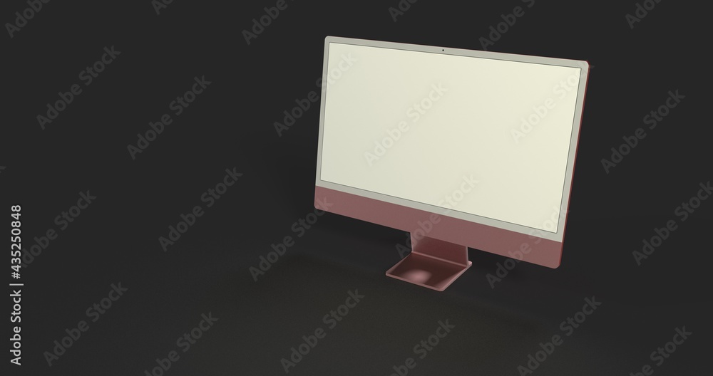Computer display mock up with blank white screen. Stylish desktop computer mockup 3D Computer display mock up with blank white screen. Stylish desktop computer mockup 3D