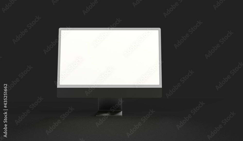 Realistic 3D Computer, with a white screen, isolated on a background Realistic 3D Computer, with a white screen, isolated on a background