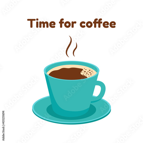 Vector illustration of a blue cup with americano. Perfect for the menu or poster of a restaurant or cafe