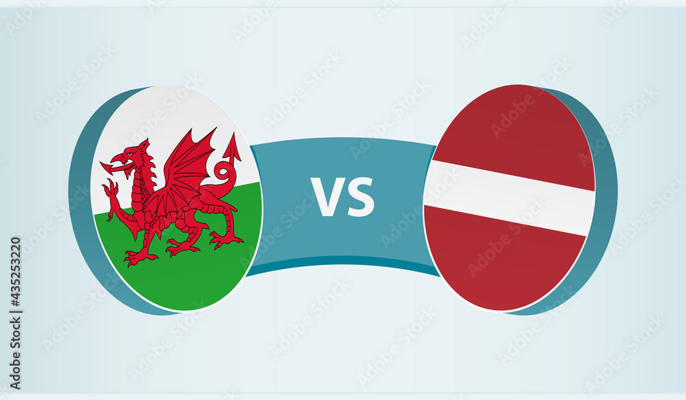 Wales versus Latvia, team sports competition concept. Wales versus Latvia, team sports competition concept.