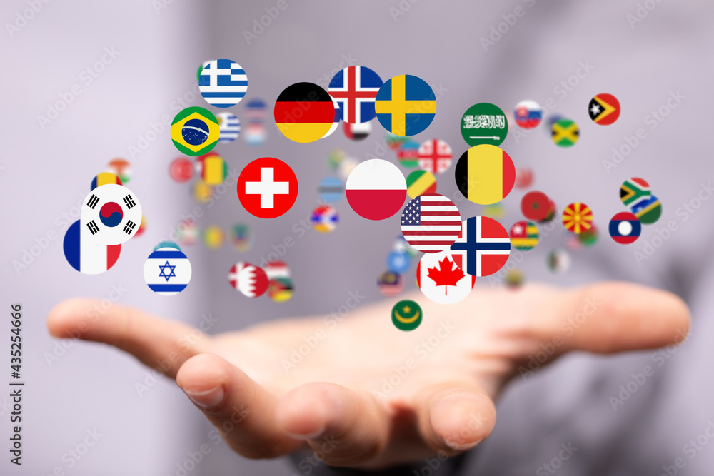World map with all states and their flags,3d render. World map with all states and their flags,3d render.