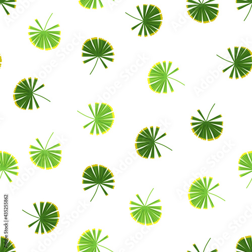 Random green little palm licuala silhouettes seamless pattern. Isolated botanic doodle backdrop.