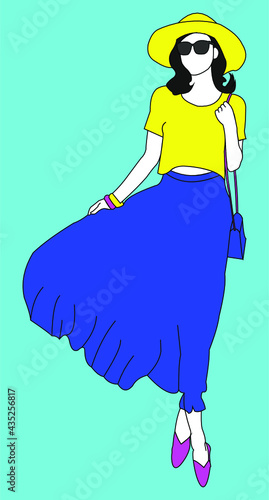 illustration of a woman wearing a beach dress