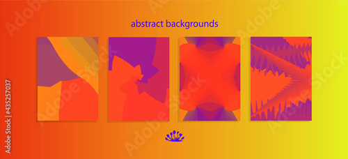 conjuntos de fondos de diseños  abstracto para afiche o producto en color naranja amarillo violeta morado