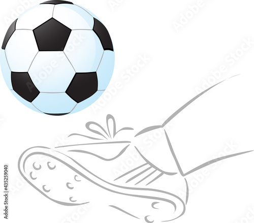 Soccer Ball Sketch Kick the Ball with Football Boot - Vector Sketch Illustration