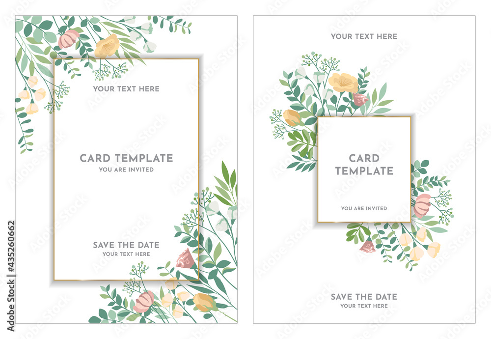 Pastel floral wedding invitation card template design. Vector layout ornament concept for Art traditional, magazine, book, poster, Vector illustration