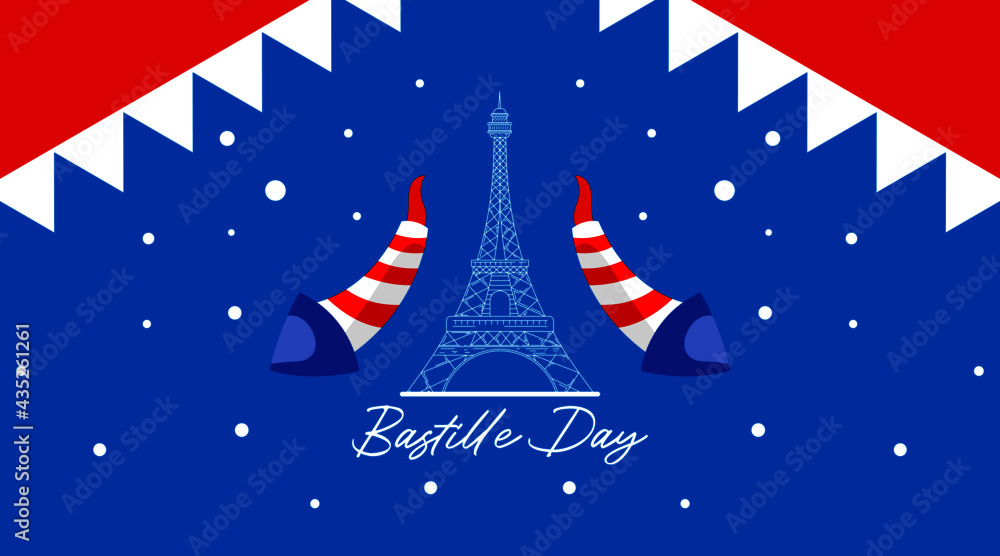 Happy bastille day background illustration vector. French national day illustration. - obrazy, fototapety, plakaty 
