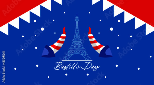 Happy bastille day background illustration vector. French national day illustration. photo