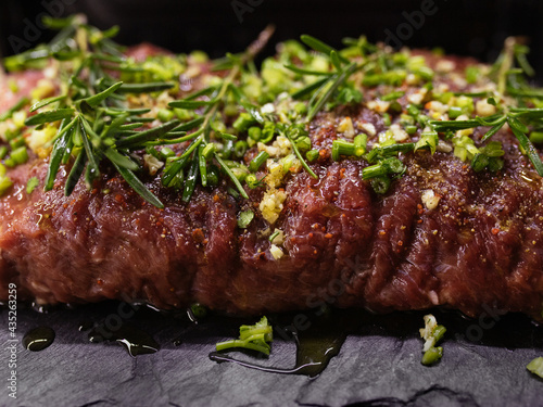 raw meat steak marinade spices