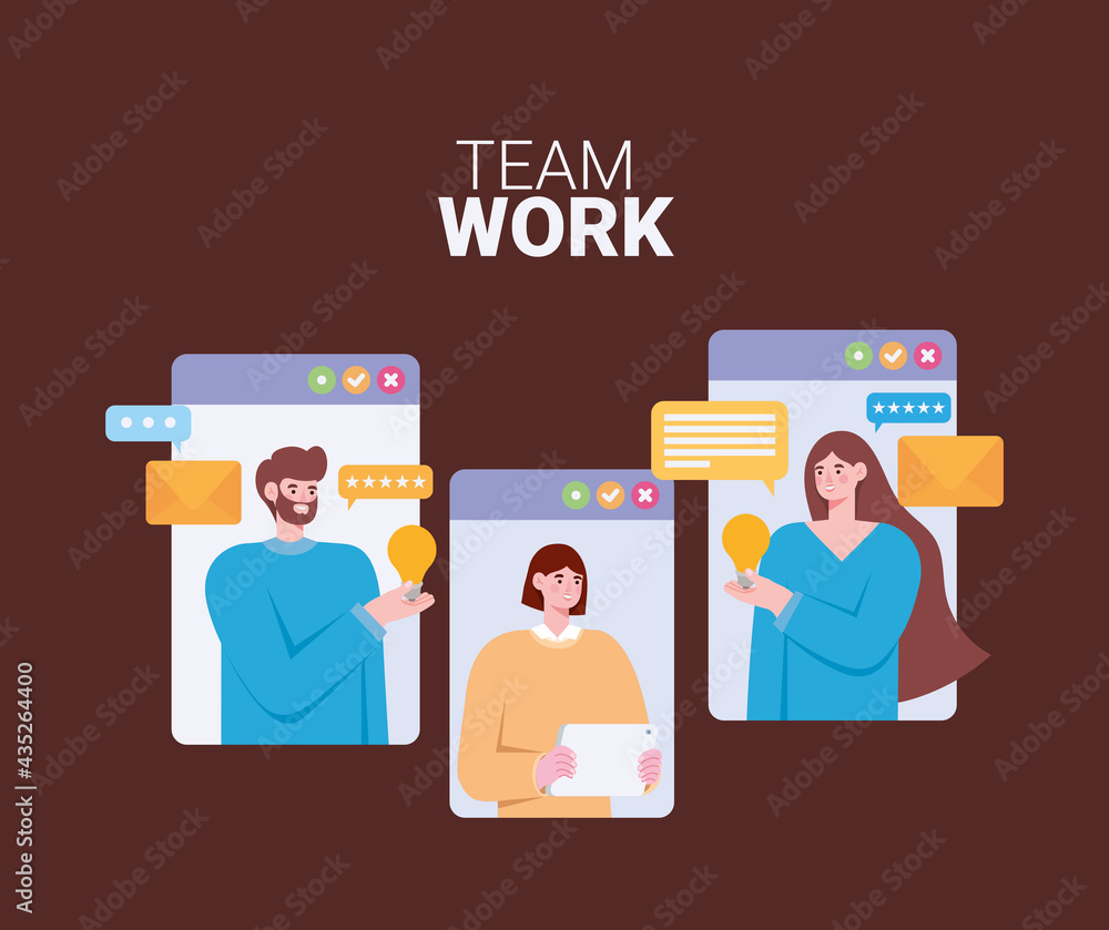 three persons online working