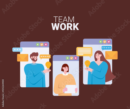 three persons online working