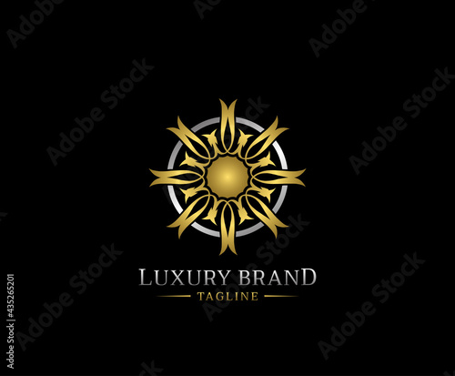 Royal gold mandala logo vector