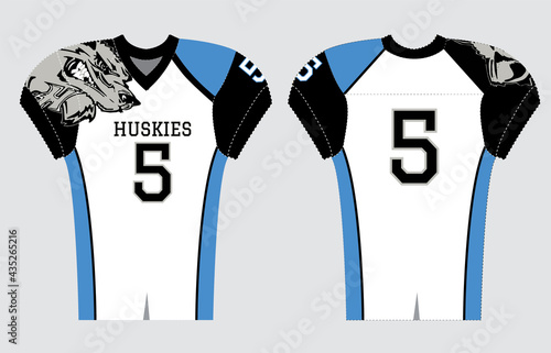 American Football jersey design with an elegant edgy and wild look. Football gear template mockup perfect fit for all sports. The designs that go on casual wear, shirts, fashions apparels