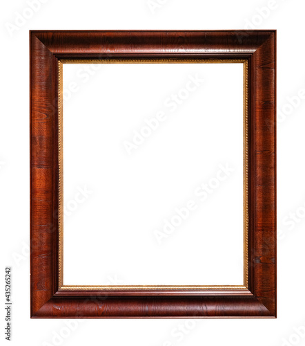 wide dark brown lacquered wooden picture frame