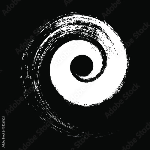 Grunge white spiral brush stroke. Vector illustration. Trendy design element for icon, emblem, badges, logo, banner, tattoo and abstract background