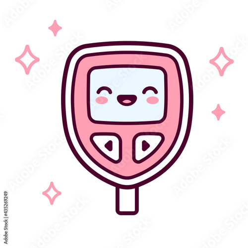 Kawaii glucose meter cartoon