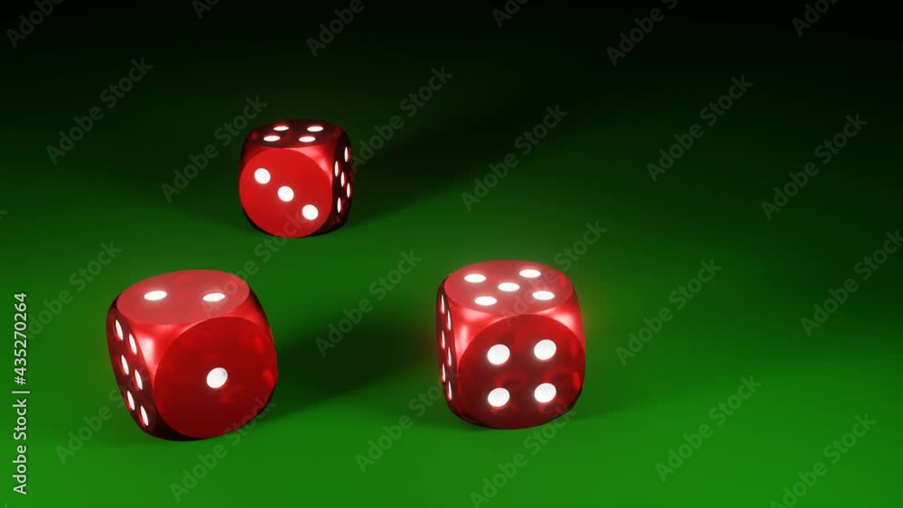 Circle shape golden dice are falling on the green felt table. The concept of dice gambling in casinos. 3D Rendering Circle shape golden dice are falling on the green felt table. The concept of dice gambling in casinos. 3D Rendering