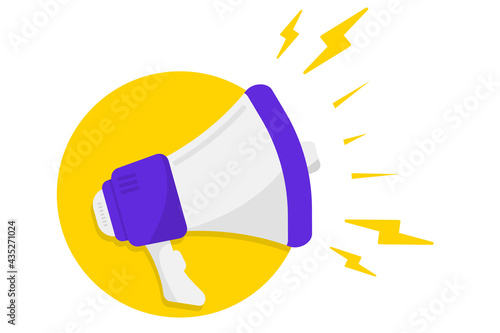 Megaphone. Loudspeaker, speaker, bullhorn alert. Vector illustration in flat style. Advertising and business promotion symbol