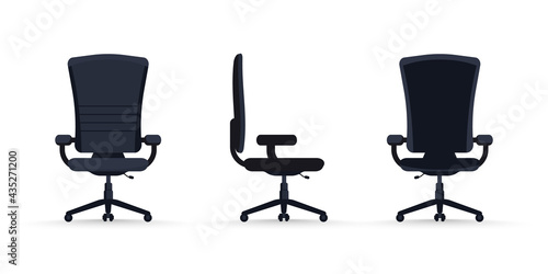 Office chair from different point of view. Office chair in 3 positions.We are hiring, business recruitment concept. Join our team, we need you. Build your career. Recruiting or hiring