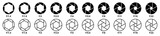Camera Aperture icon set, lens diaphragm row with value numbers, Camera shutter, Vector illustration