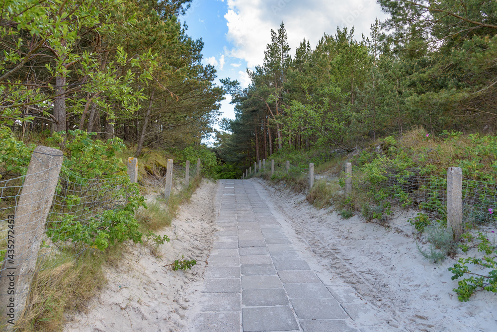 Paved beach entrance at Baltic sea in Poland