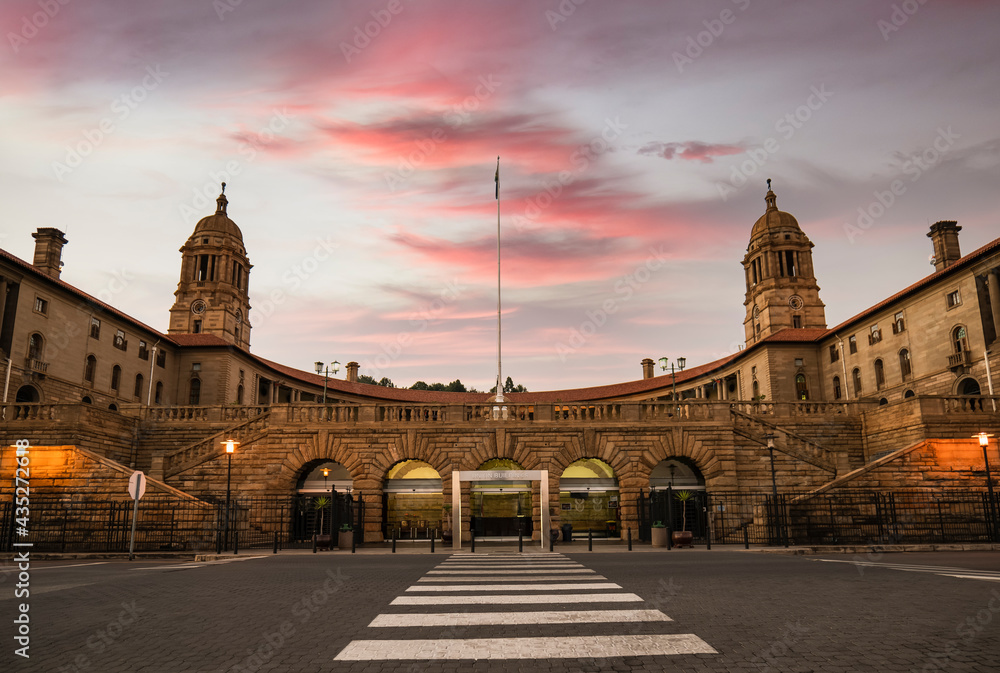 Union Building's front entrance at sunset in Pretoria South Africa