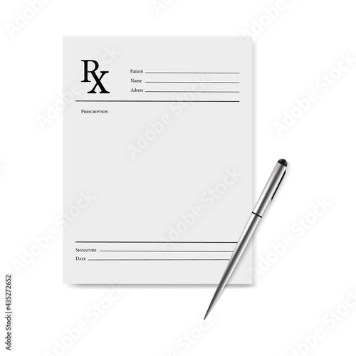 Realistic set of blank medical prescription form isolated on white background.