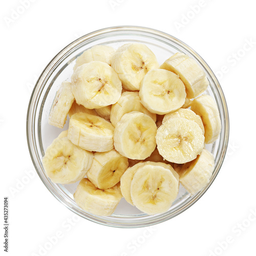 Ripe sliced bananas