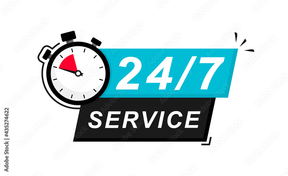 Vetor de 247 service. 24 hours a day and 7 days a week service icon