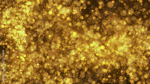 Golden glitter sparkling colorful elegant particles on black background