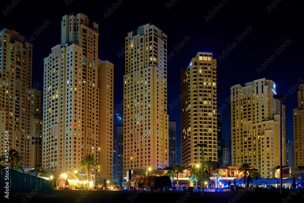 night architectural landscape of Dubai night architectural landscape of Dubai