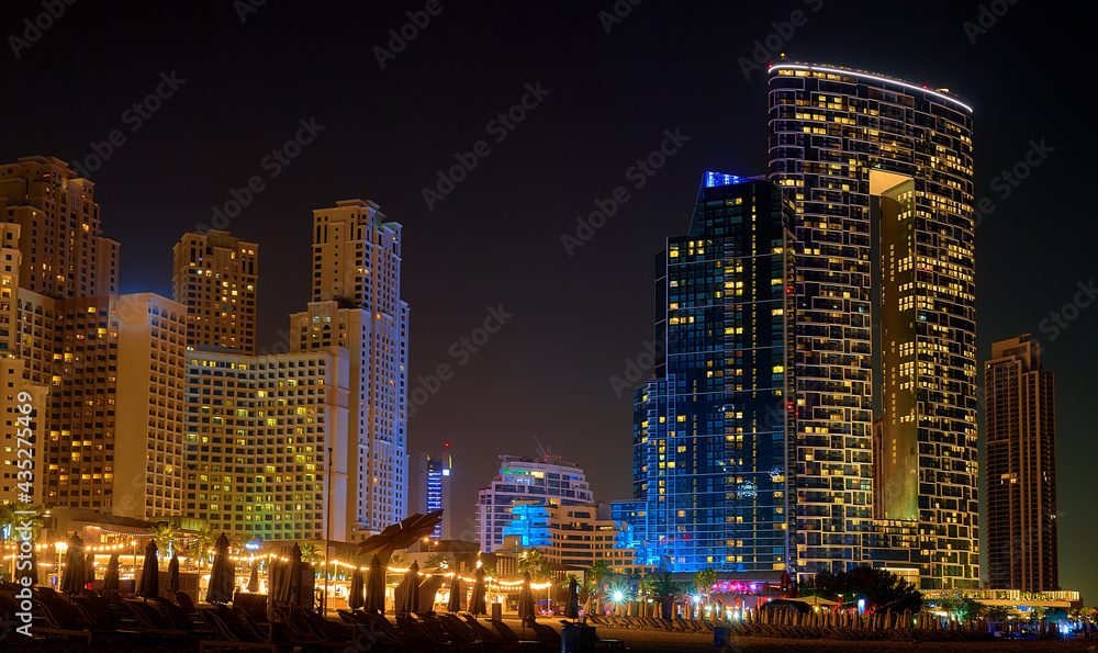 night architectural landscape of Dubai