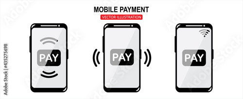 Payment with smartphone icon, Online mobile payment, Credit Card Line Icon, Editable Stroke, Private pay, Editable illustration eps10