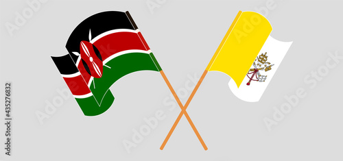 Crossed and waving flags of Kenya and Vatican
