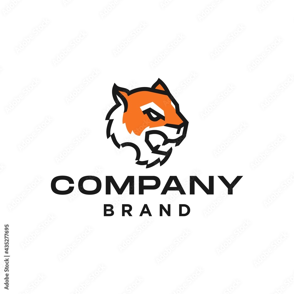 Abstract line logo of roaring tiger head in trendy line outline abstract design vector Abstract line logo of roaring tiger head in trendy line outline abstract design vector