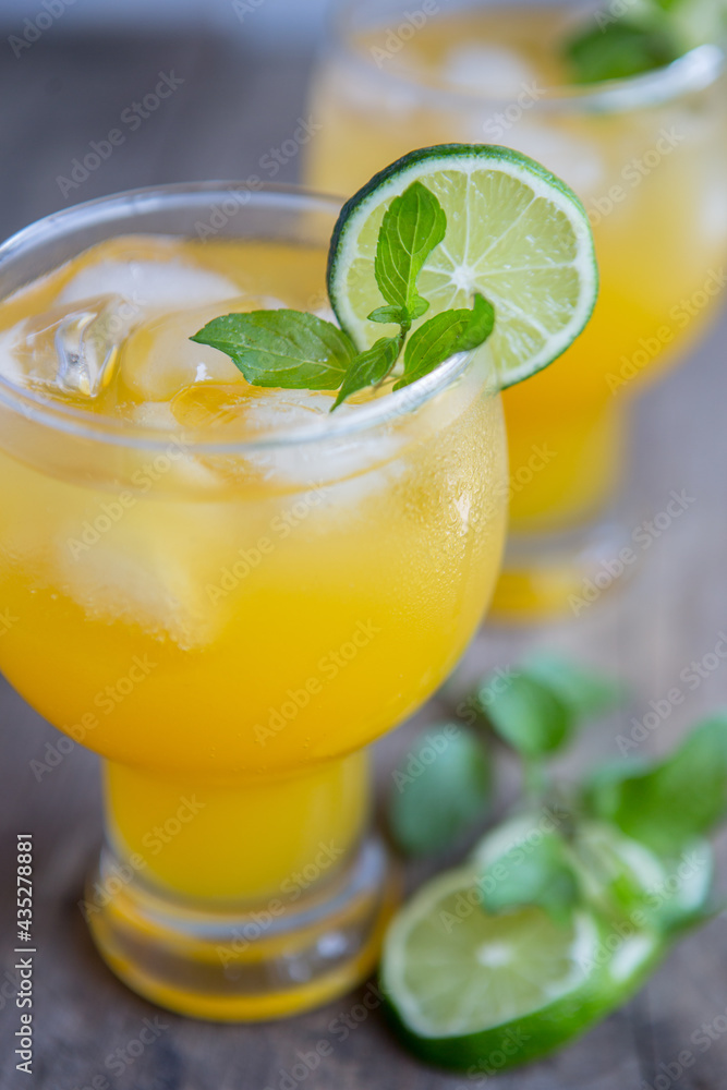 Tropical cocktail with lime and mint Tropical cocktail with lime and mint