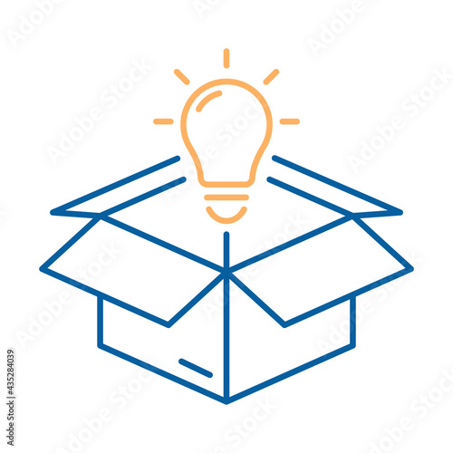 Creative icon of a lightbulb representing ideas, creativity, knowledge, technology and the human mind. Solving problems concept thin line illustration. Startup business strategy solution