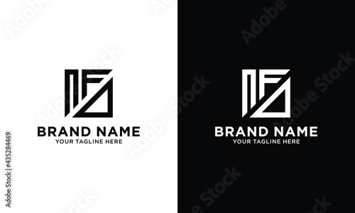 initial nf triangle logo design template vector photo