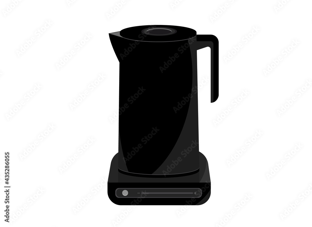Black electric kettle on a stand with heating control Black electric kettle on a stand with heating control