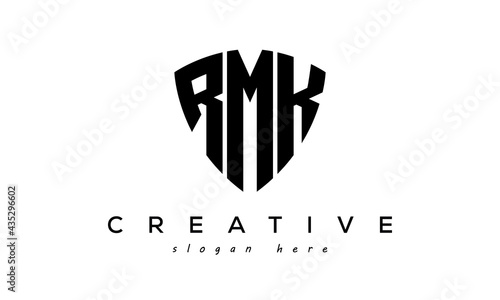 RMK letters creative logo with shield photo