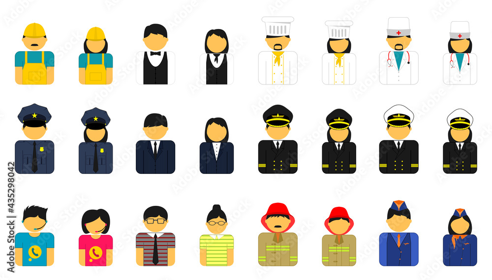 Set of professions vector flat characters Set of professions vector flat characters