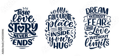 Set with slogans about love...