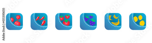 fruits and vegetables, food baskets, icons for the commodity business, grocery store
