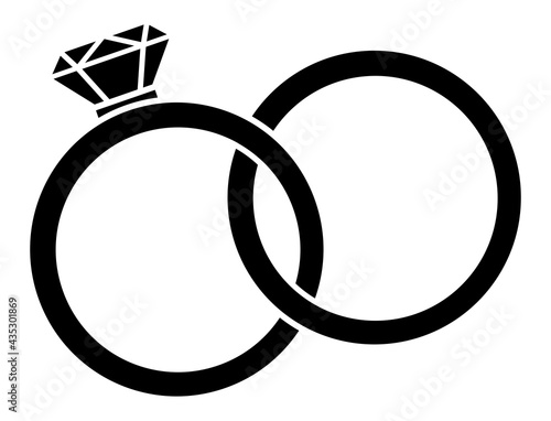 Two ring silhouette icon. Rings vector illustration isolated on white background.