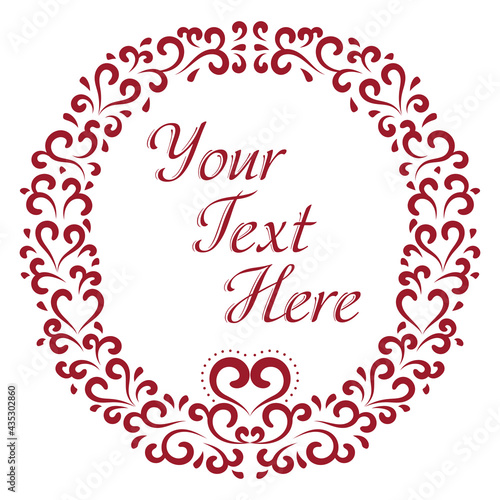 Swirly hand drawn round frame vector illustration. Vintage frame with swirls design to use for menus, retro frames, cards, monograms, ornament, callicraphy page decoration.