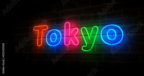 Tokyo symbol neon light 3d illustration